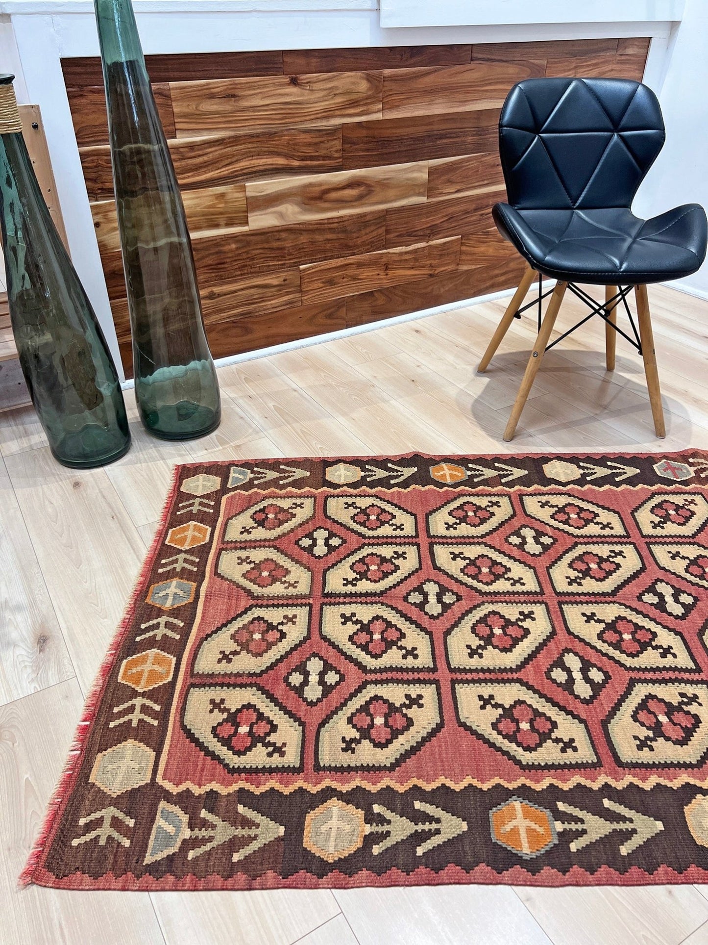 Handmade neutral color kilim rug shop san francisco bay area. Small wool flatweave carpet buy online.