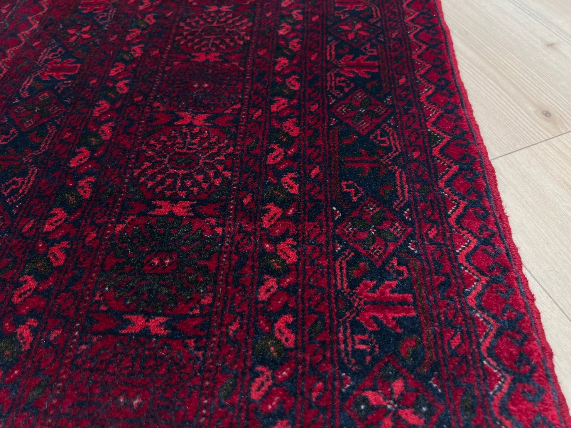 Khoja Roshnai Red Turkmen Rug. Handmade Wool Afghan Rug. Oriental rug shop san francisco bay area Menlo Park Palo Alto