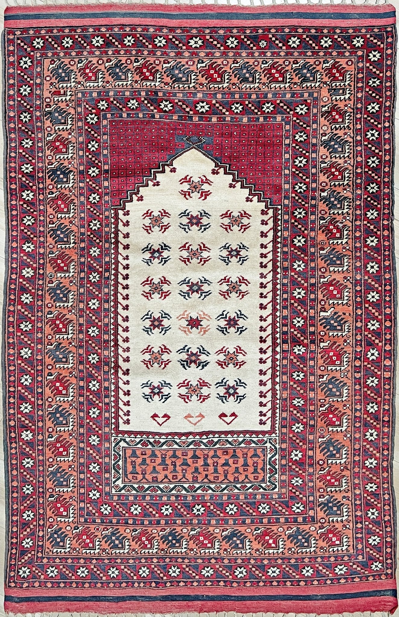 Yagcibedir vintage turkish prayer rug. Small 3x5 handmade wool rug rug shop san francisco bay area. Buy handmade rug online