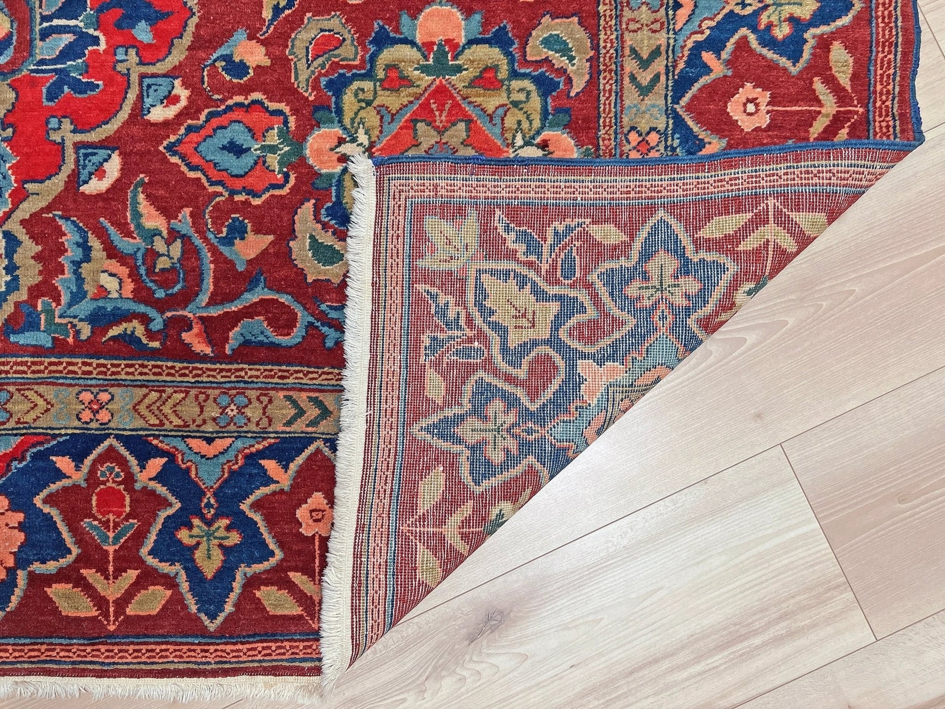 kuba handmade wool caucasian vintage floral rug. Small scatter 5x7 rug. Oriental rug shop San Francisco Bay Area