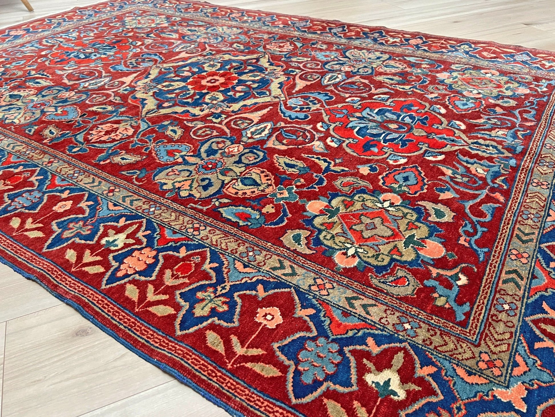 kuba handmade wool caucasian vintage floral rug. Small scatter 5x7 rug. Oriental rug shop San Francisco Bay Area