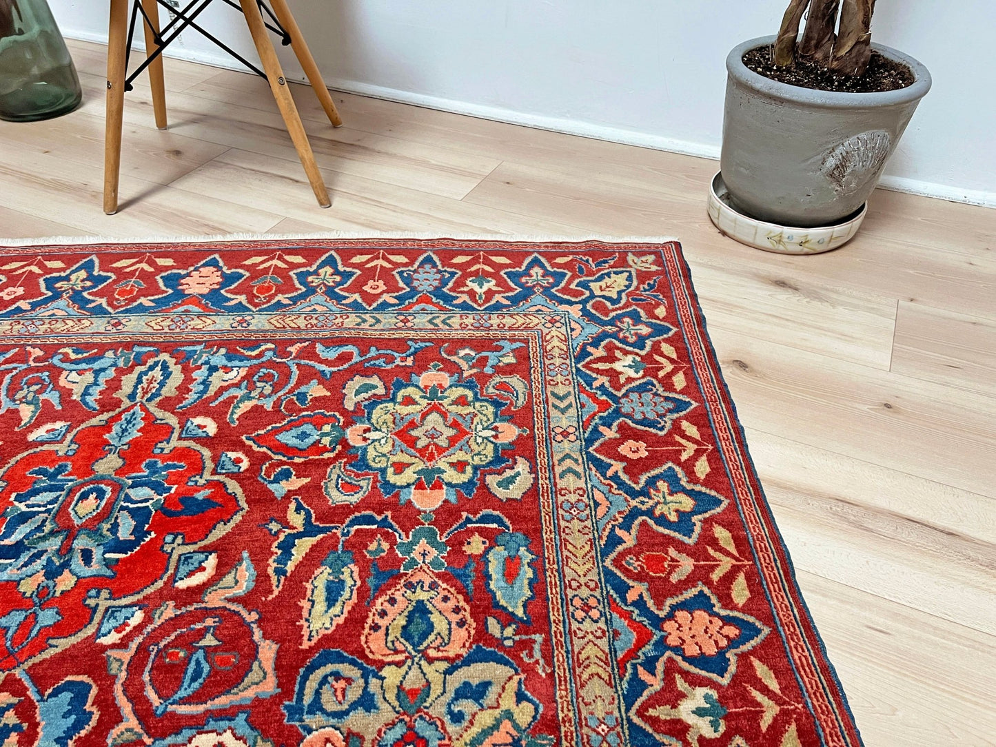 kuba handmade wool caucasian vintage floral rug. Small scatter 5x7 rug. Oriental rug shop San Francisco Bay Area