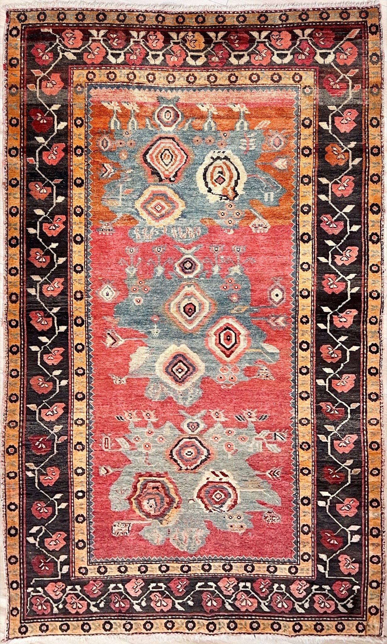 Karabagh Caucasian vintage wide runner wool rug. Oriental rug shop san francisco bay area. Buy handmade wool rug online