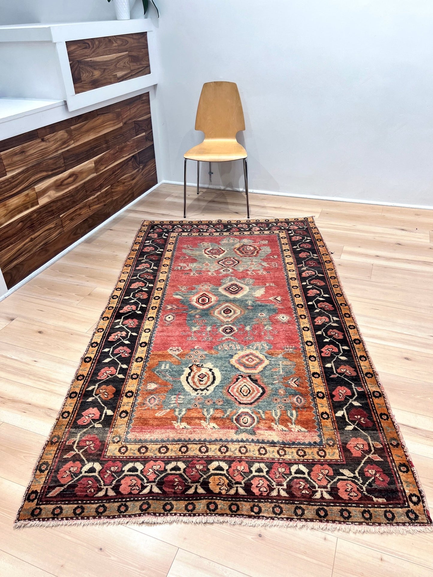 Karabagh Caucasian vintage wide runner wool rug. Oriental rug shop san francisco bay area. Buy handmade wool rug online