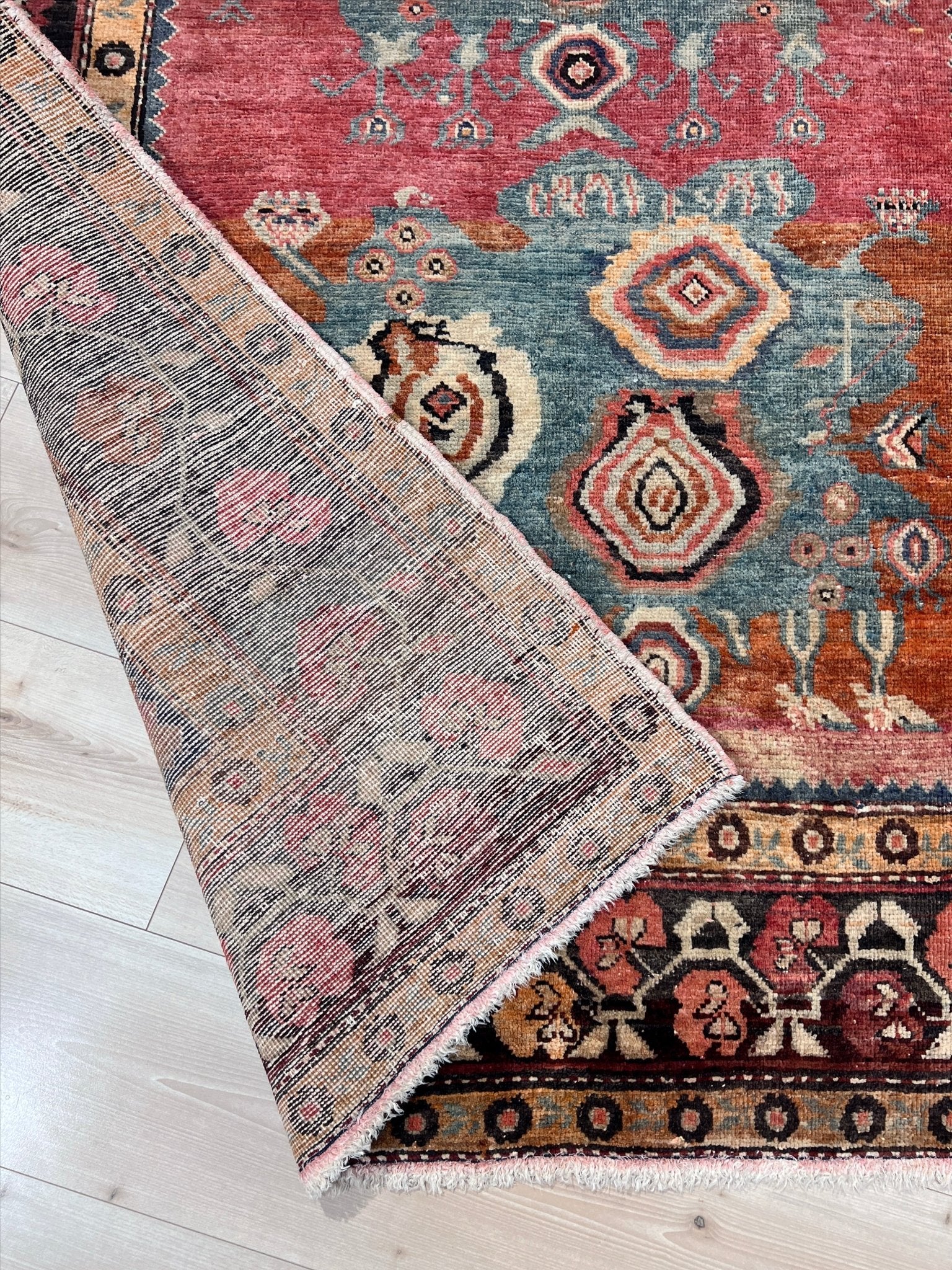 Karabagh Caucasian vintage wide runner wool rug. Oriental rug shop san francisco bay area. Buy handmade wool rug online