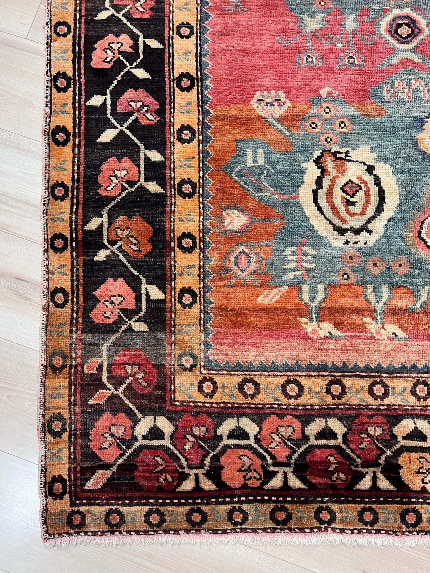 Karabagh Caucasian vintage wide runner wool rug. Oriental rug shop san francisco bay area. Buy handmade wool rug online