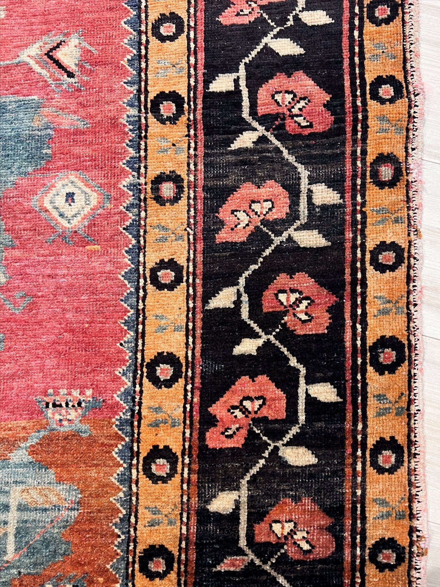 Karabagh Caucasian vintage wide runner wool rug. Oriental rug shop san francisco bay area. Buy handmade wool rug online