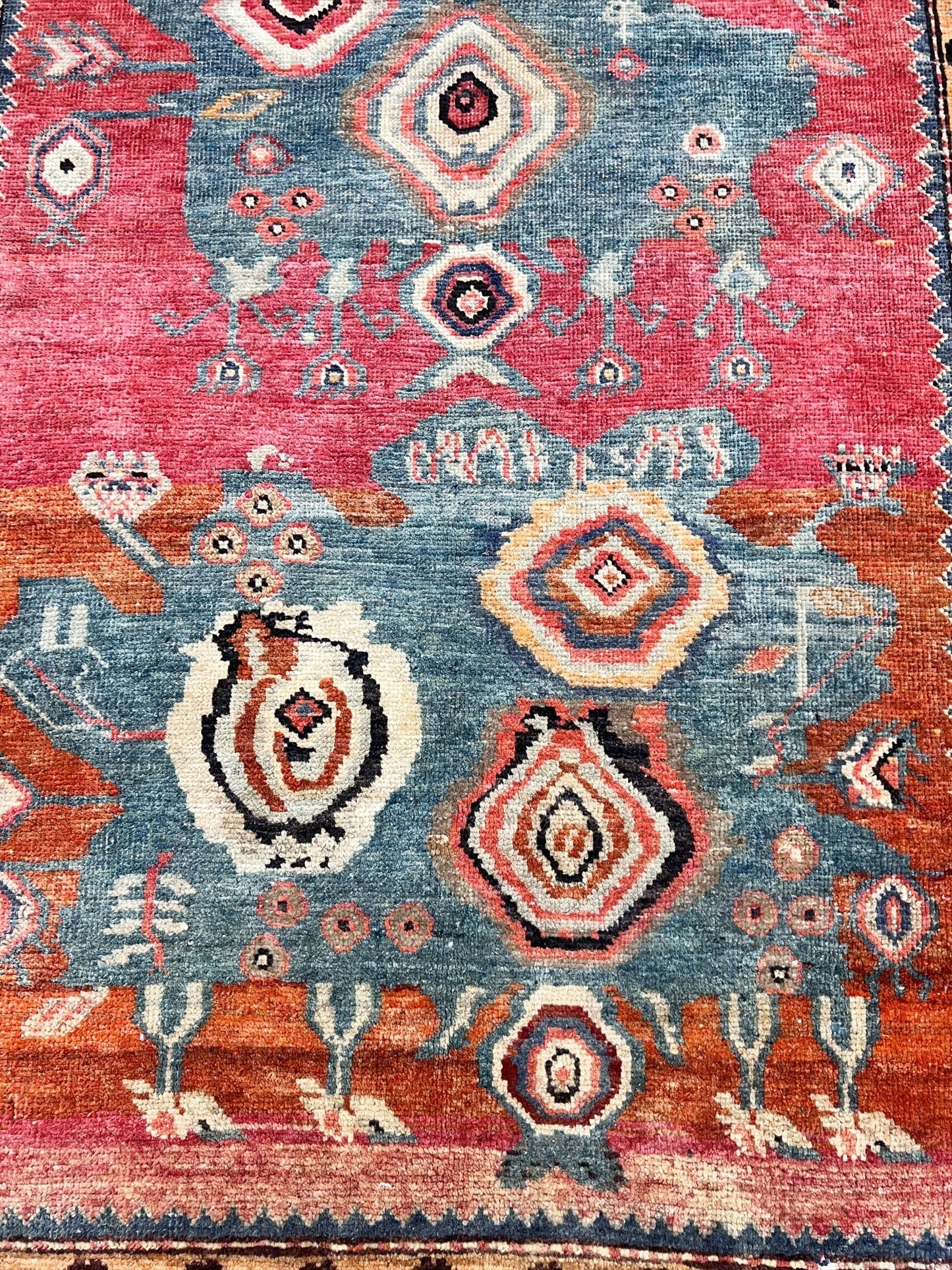 Karabagh Caucasian vintage wide runner wool rug. Oriental rug shop san francisco bay area. Buy handmade wool rug online