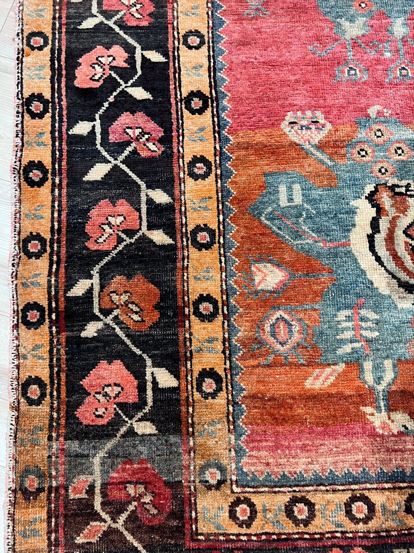 Karabagh Caucasian vintage wide runner wool rug. Oriental rug shop san francisco bay area. Buy handmade wool rug online