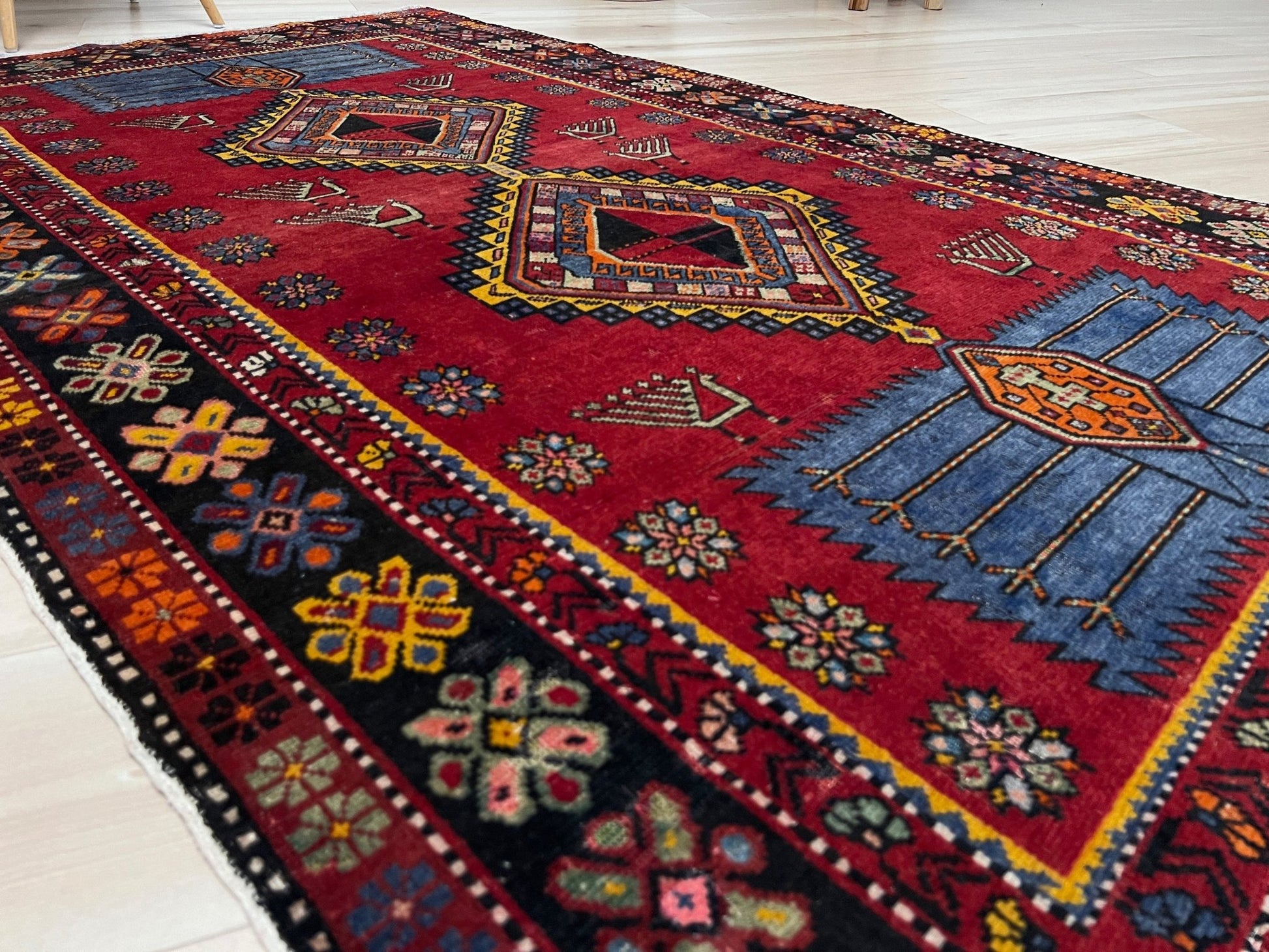 Armenian peacock caucasian rug. Handmade scatter small rug shop san francisco bay area. Buy wool antique rug online