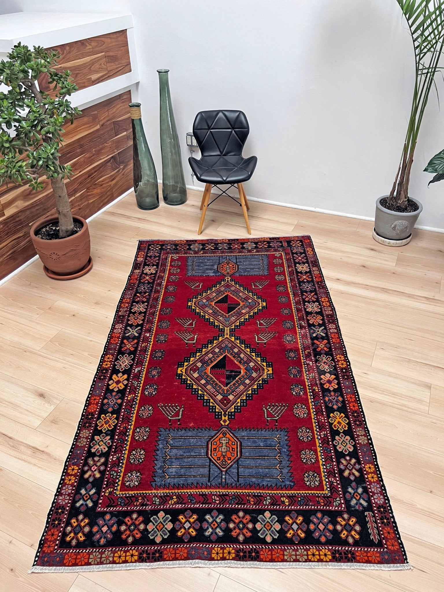 Armenian peacock caucasian rug. Handmade scatter small rug shop san francisco bay area. Buy wool antique rug online