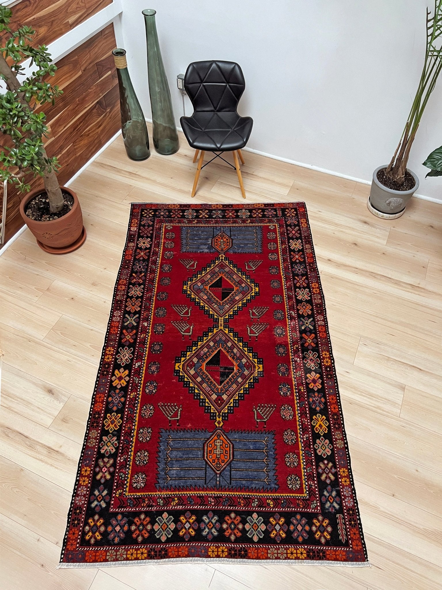 Armenian peacock caucasian rug. Handmade scatter small rug shop san francisco bay area. Buy wool antique rug online