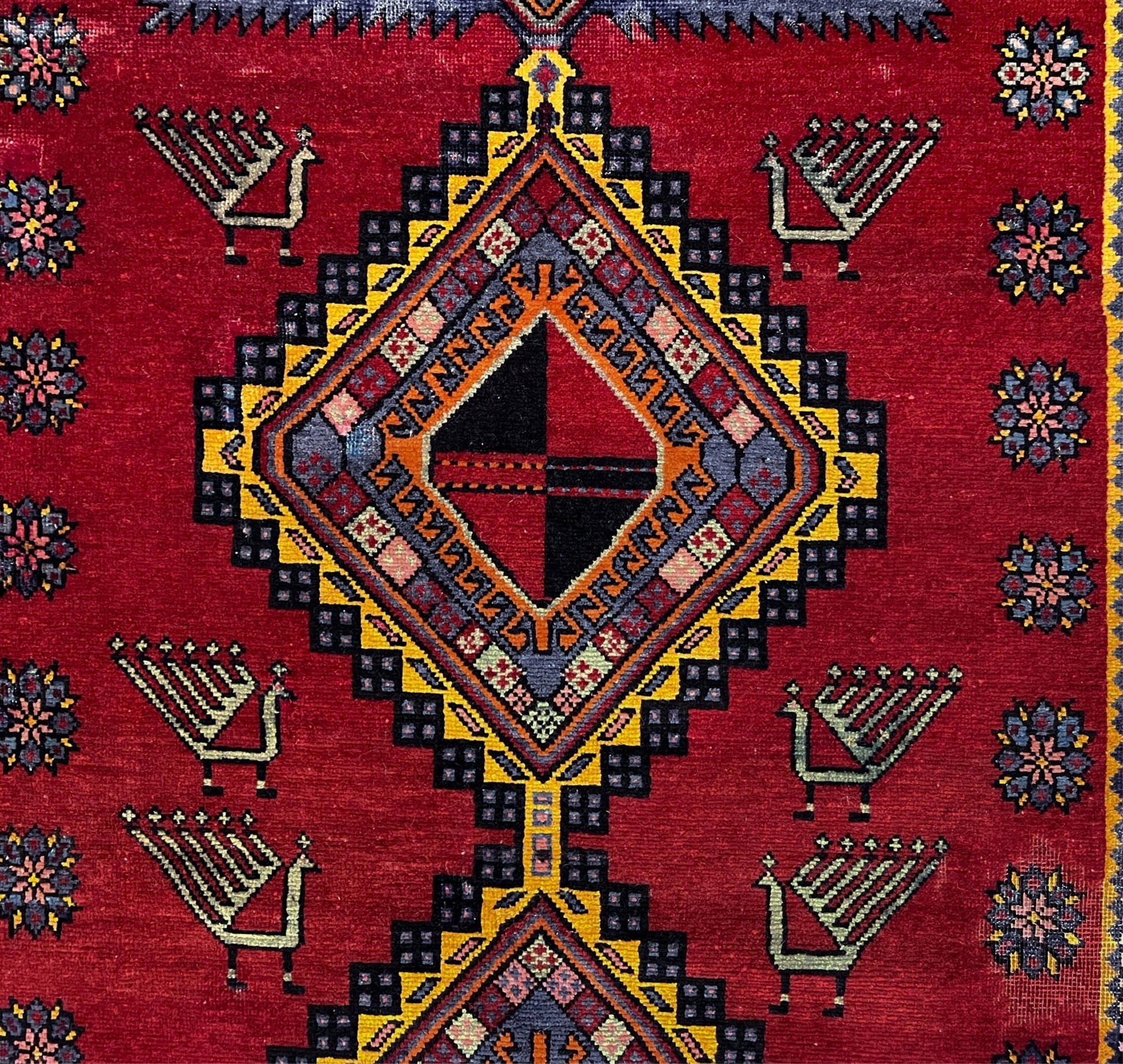 Armenian peacock caucasian rug. Handmade scatter small rug shop san francisco bay area. Buy wool antique rug online