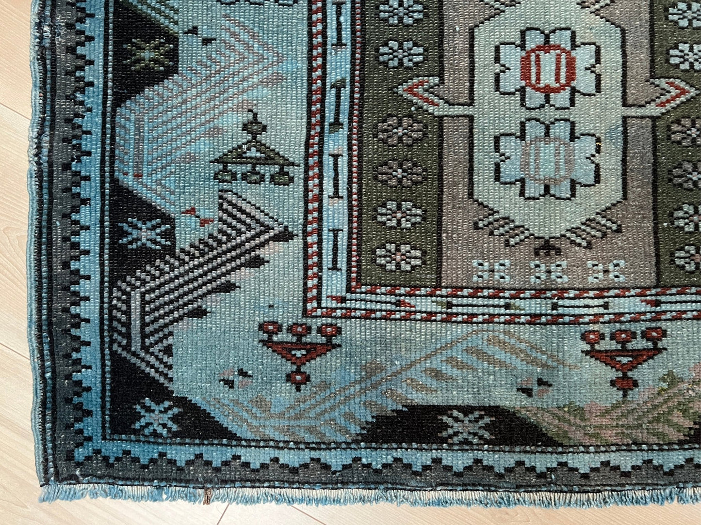 Milas small blue handmade wool vintage Turkish rug shop san francisco bay area. Buy rug online free shipping USA Canada.