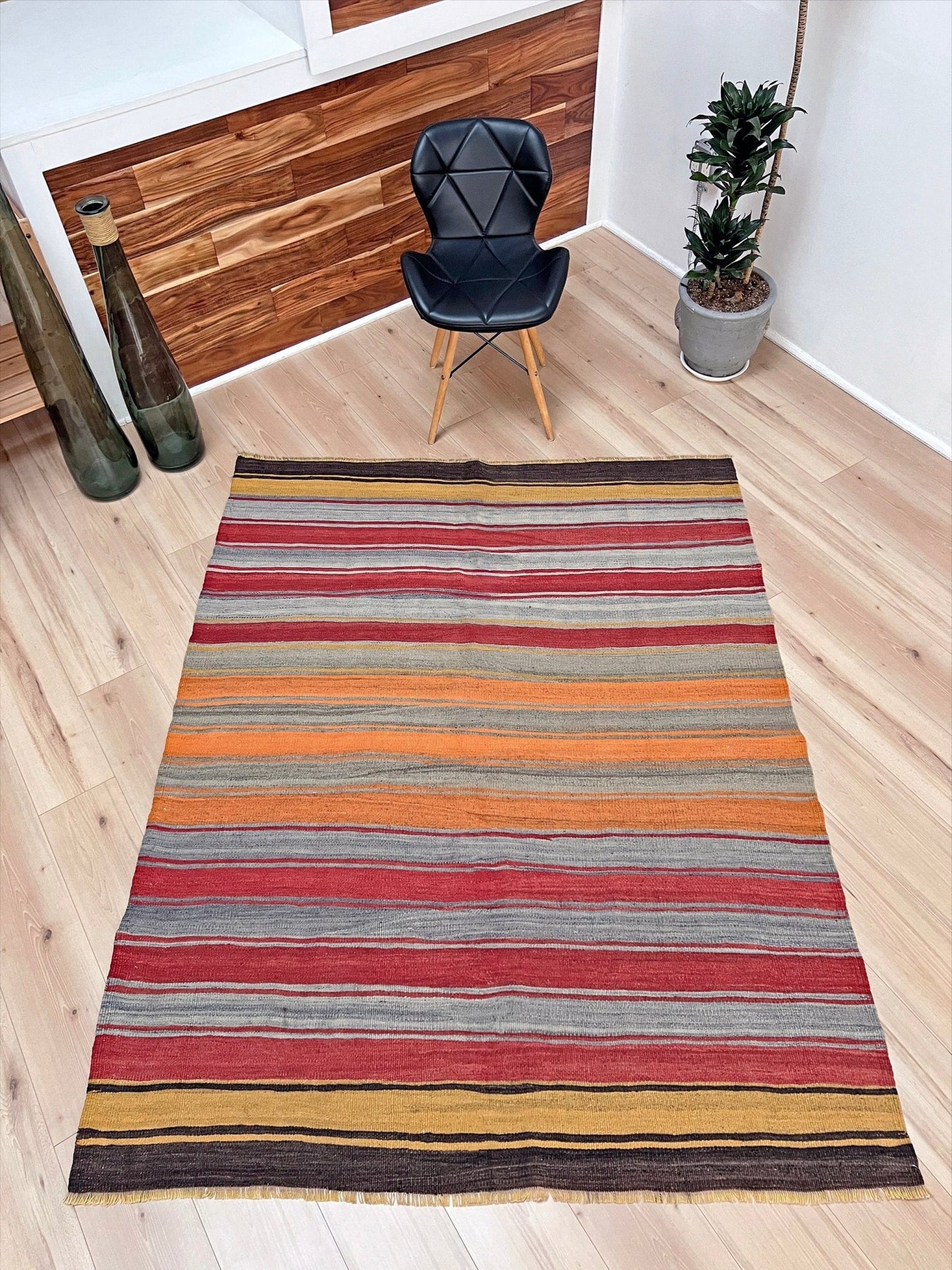 Striped flatweave rug. 5x7 turkish kilim rug shop san francisco bay area. Buy rug online free shipping.