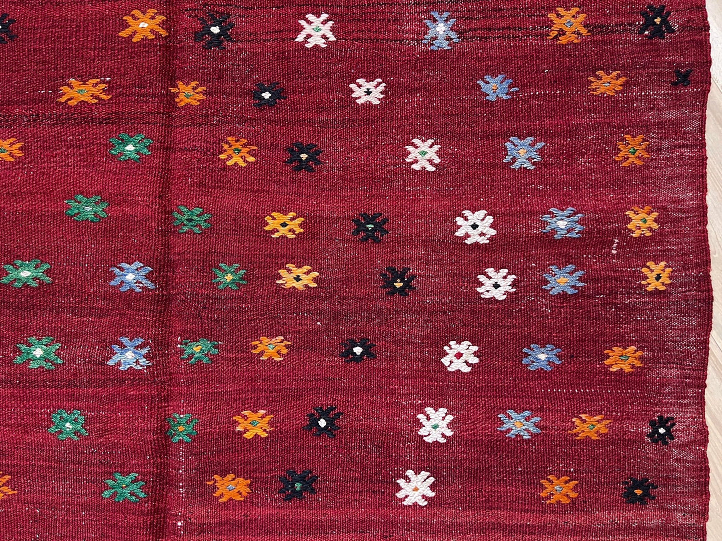 flower vintage turkish kilim rug shop san francisco bay area. Buy handmade wool rug online.