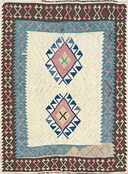 Vintage turkish flatweave kilim rug shop san francisco bay area. 4x6  Handmade wool rug. Buy rug online.