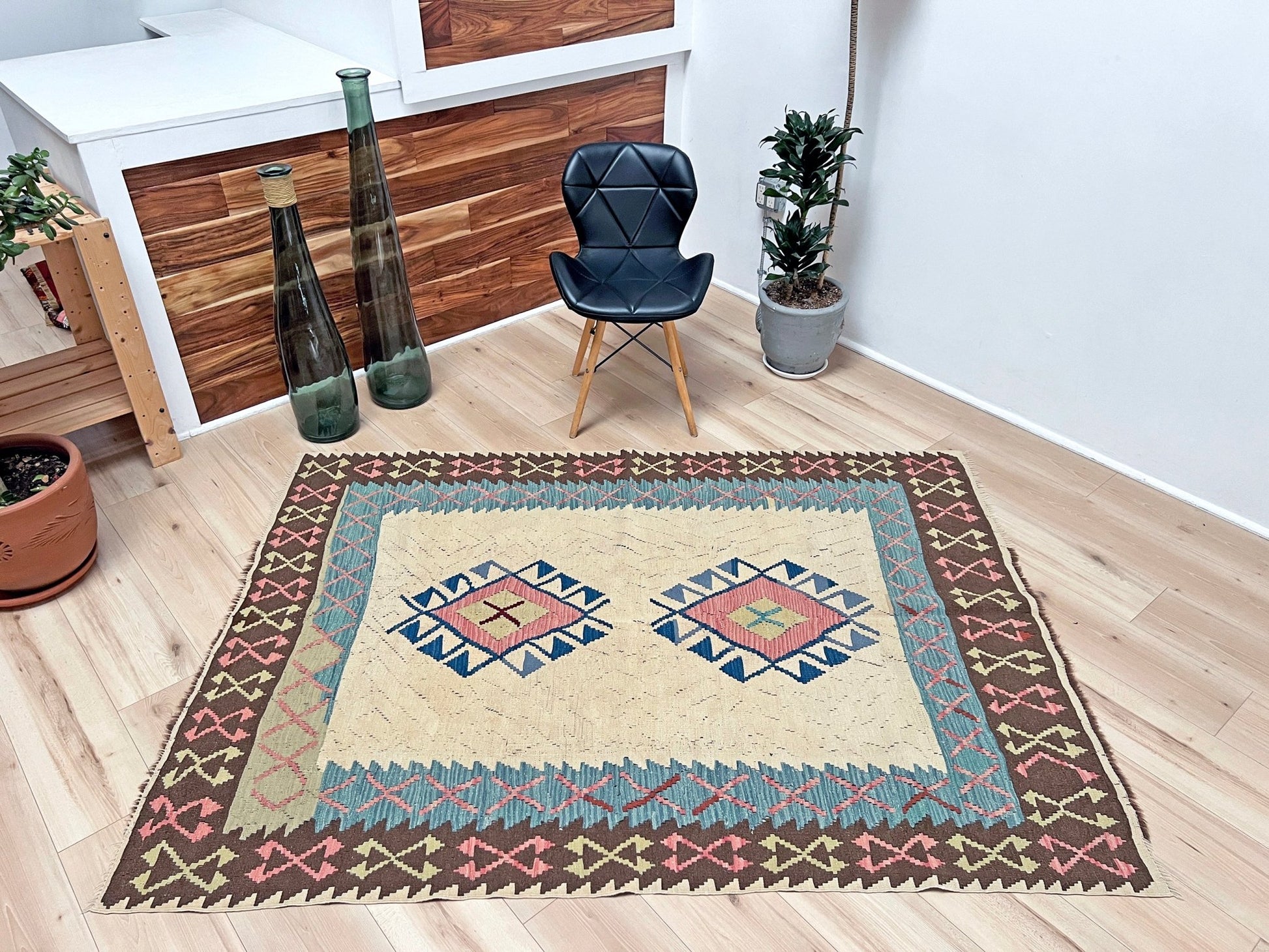 Vintage turkish flatweave kilim rug shop san francisco bay area. 4x6  Handmade wool rug. Buy rug online.