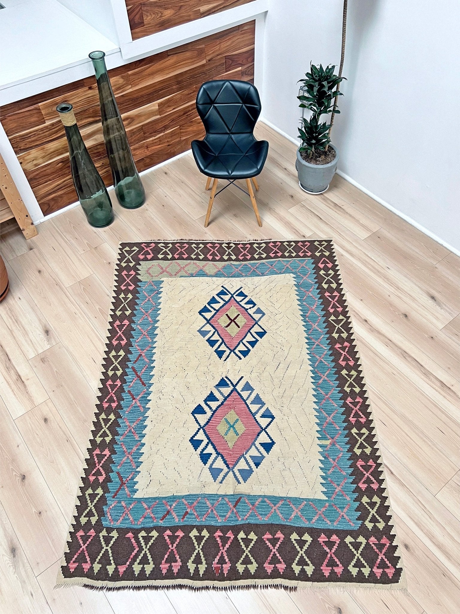 Vintage turkish flatweave kilim rug shop san francisco bay area. 4x6  Handmade wool rug. Buy rug online.