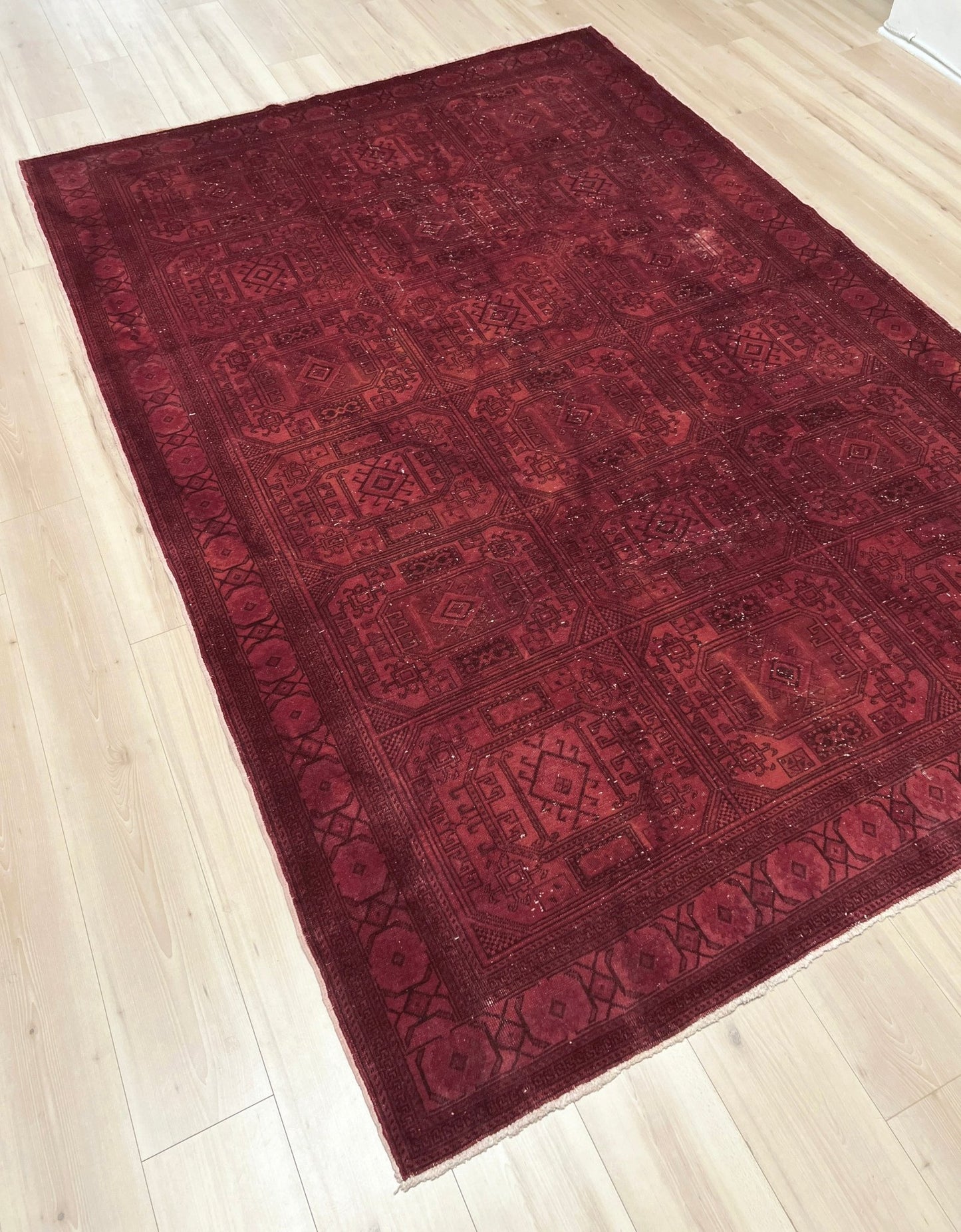 Large red overdyed handmade wool turkish rug San Francisco Bay Area. Buy rugs online free shipping to USA and Canada.