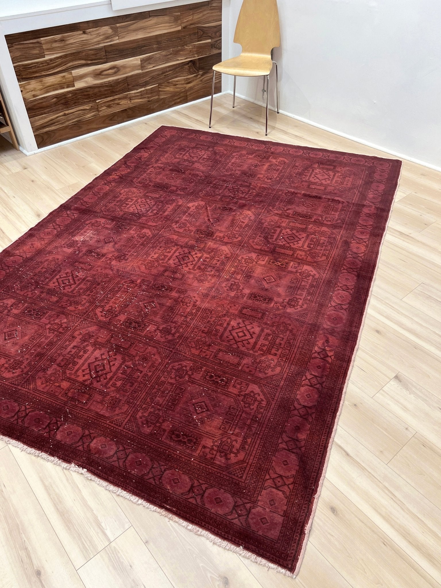 Large red overdyed handmade wool turkish rug San Francisco Bay Area. Buy rugs online free shipping to USA and Canada.