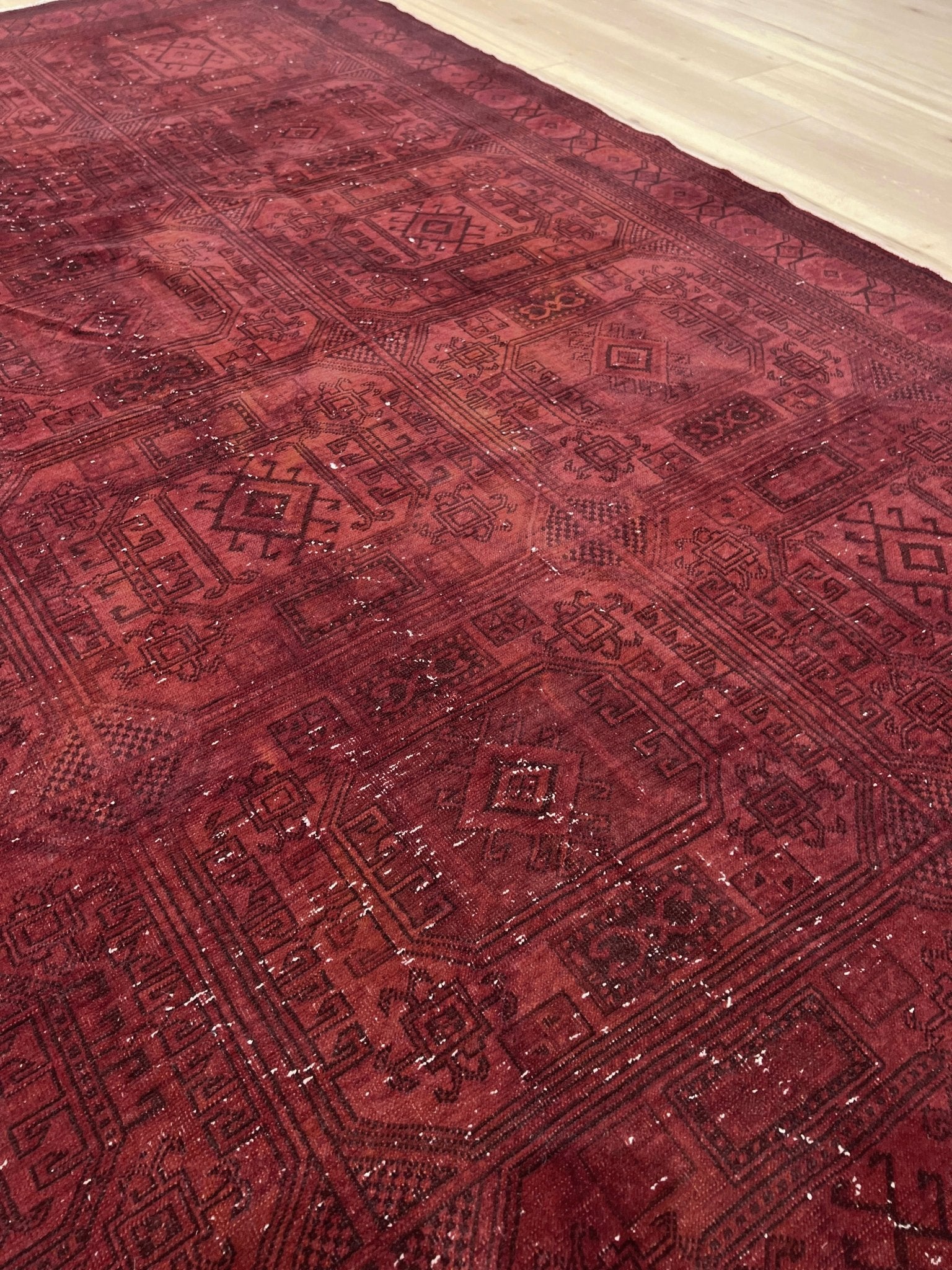 Large red overdyed handmade wool turkish rug San Francisco Bay Area. Buy rugs online free shipping to USA and Canada.