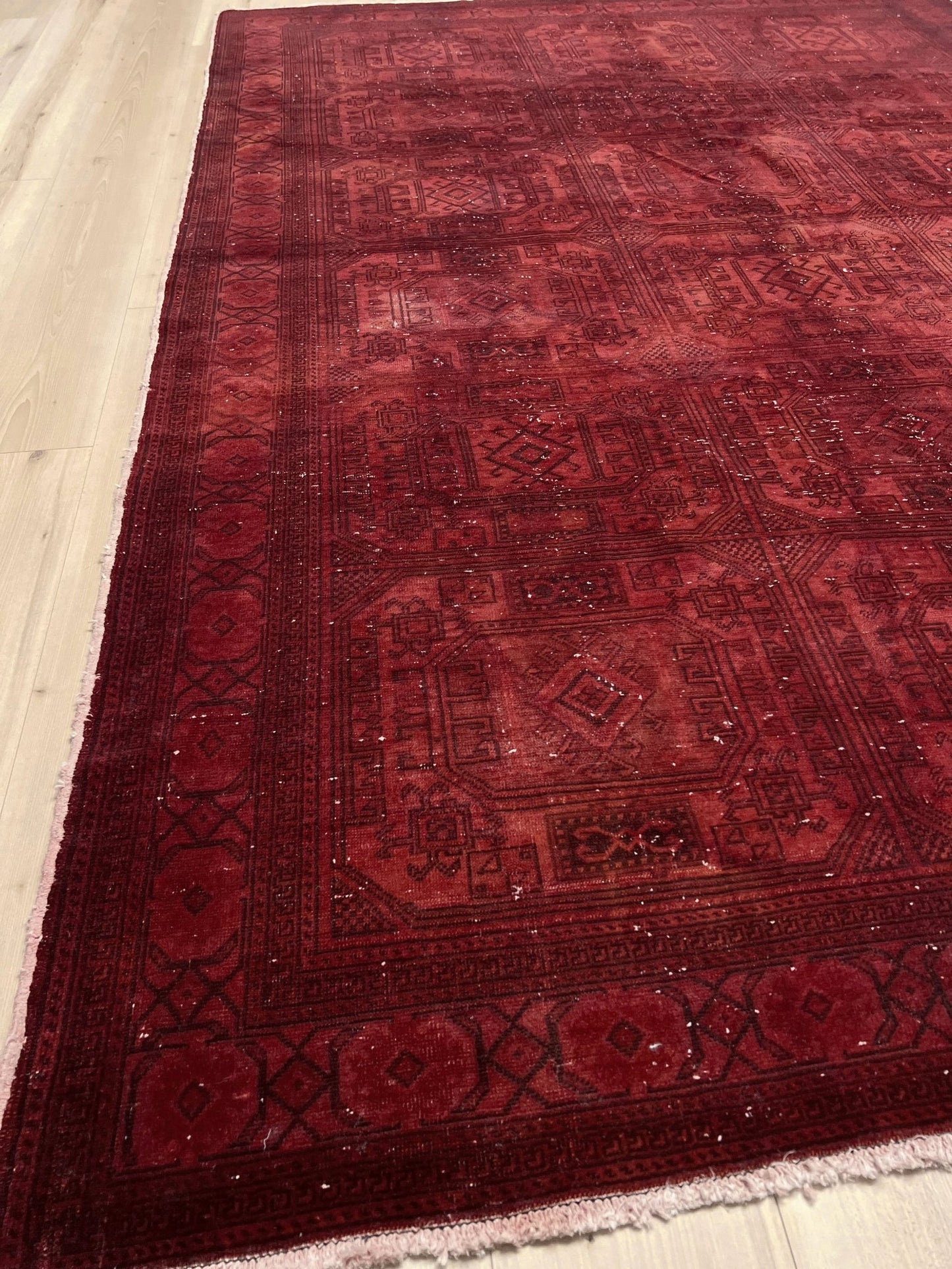 Large red overdyed handmade wool turkish rug San Francisco Bay Area. Buy rugs online free shipping to USA and Canada.