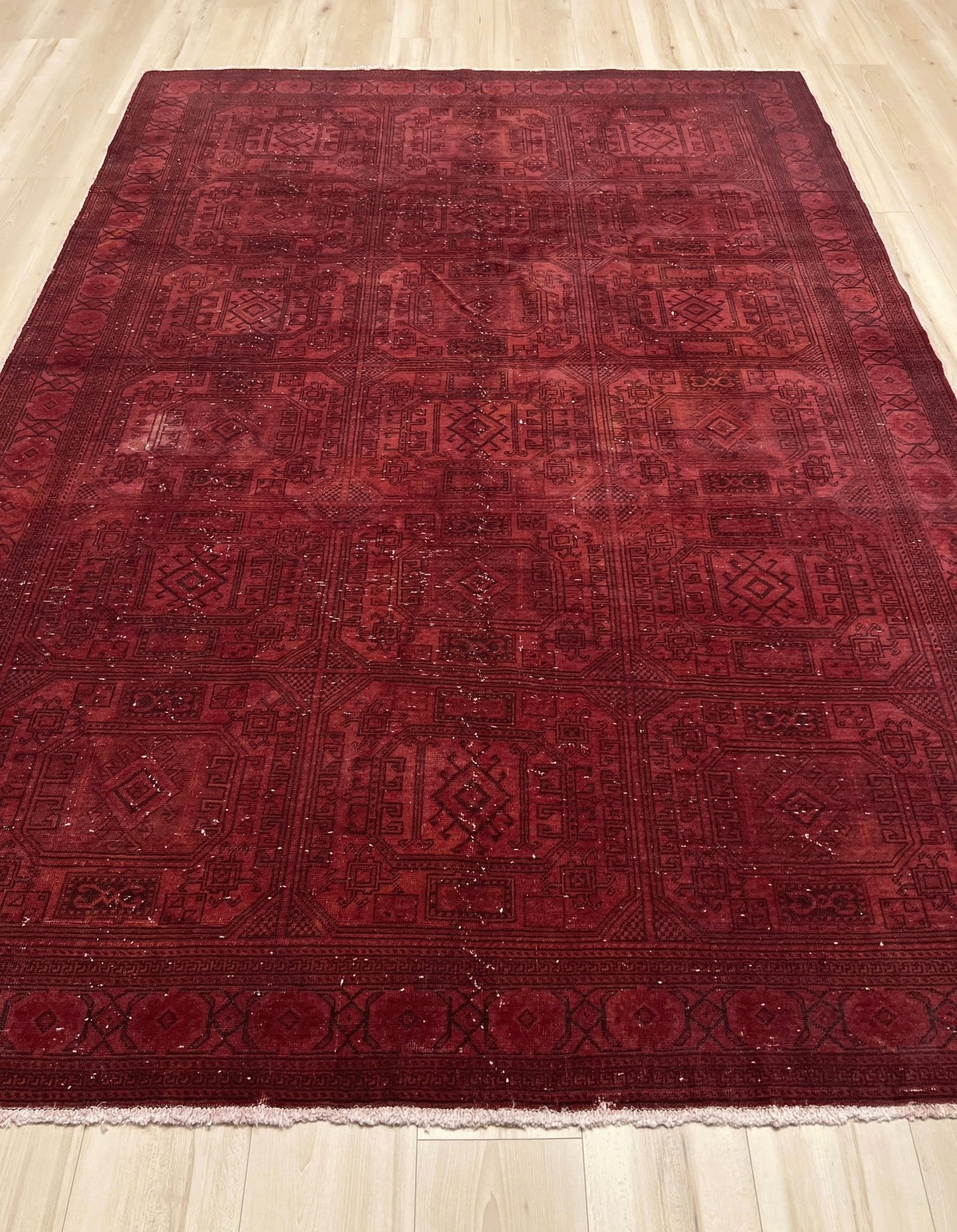 Large red overdyed handmade wool turkish rug San Francisco Bay Area. Buy rugs online free shipping to USA and Canada.