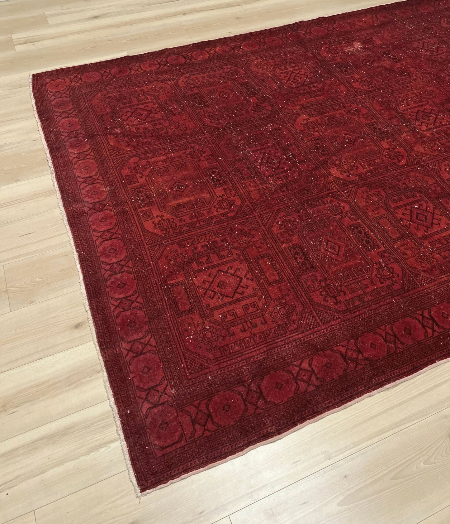 Large red overdyed handmade wool turkish rug San Francisco Bay Area. Buy rugs online free shipping to USA and Canada.